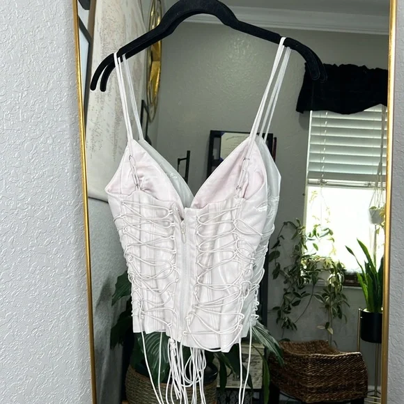 HOUSE OF CB 'Antonella' Off White Vegan Leather Corset NWT - Picture 7 of 7